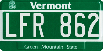 VT license plate LFR862