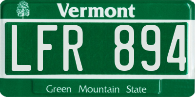 VT license plate LFR894