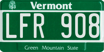 VT license plate LFR908