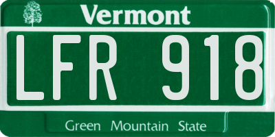 VT license plate LFR918