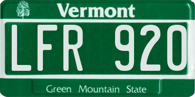 VT license plate LFR920