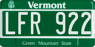 VT license plate LFR922