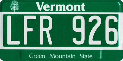 VT license plate LFR926