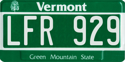 VT license plate LFR929