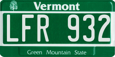 VT license plate LFR932