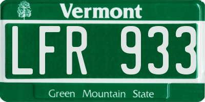 VT license plate LFR933