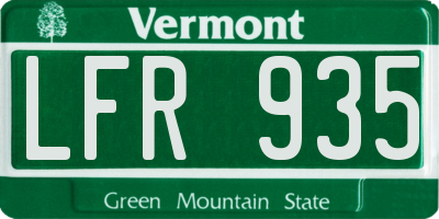 VT license plate LFR935