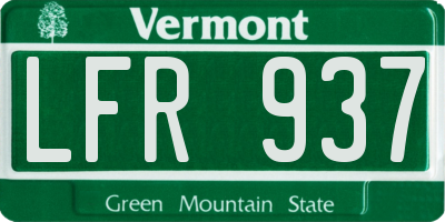 VT license plate LFR937