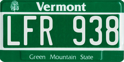 VT license plate LFR938