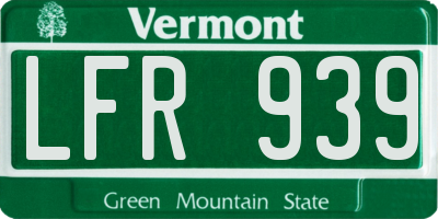 VT license plate LFR939