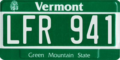 VT license plate LFR941