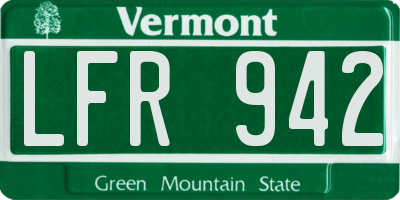VT license plate LFR942