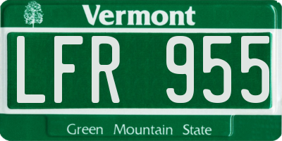VT license plate LFR955