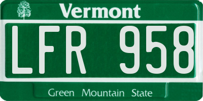VT license plate LFR958