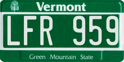 VT license plate LFR959