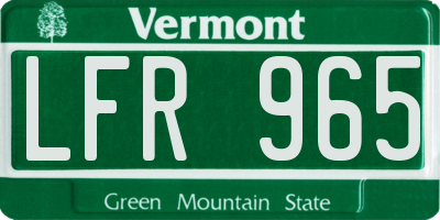 VT license plate LFR965