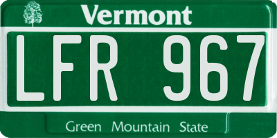 VT license plate LFR967