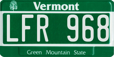VT license plate LFR968