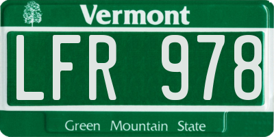 VT license plate LFR978