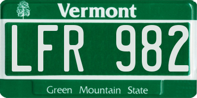 VT license plate LFR982