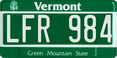 VT license plate LFR984