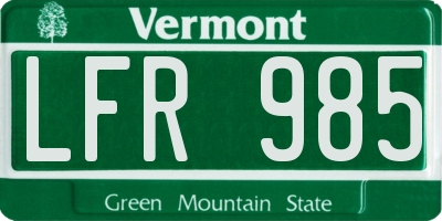 VT license plate LFR985