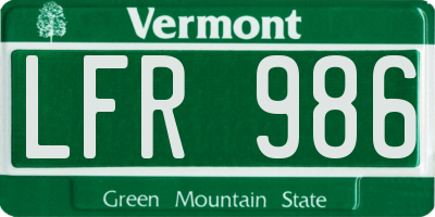 VT license plate LFR986