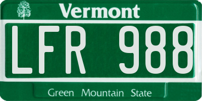 VT license plate LFR988