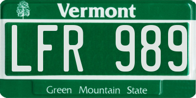 VT license plate LFR989