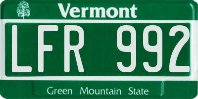VT license plate LFR992