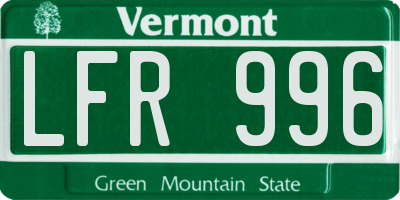 VT license plate LFR996