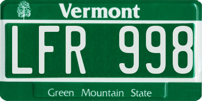 VT license plate LFR998