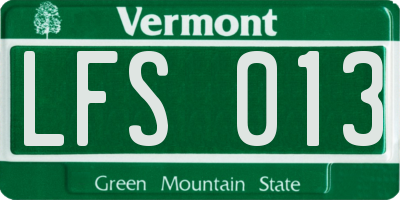 VT license plate LFS013