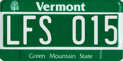 VT license plate LFS015