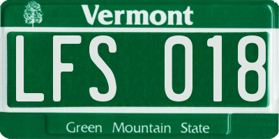 VT license plate LFS018