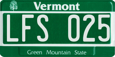 VT license plate LFS025