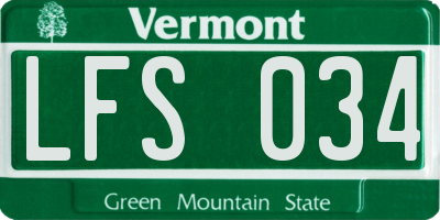 VT license plate LFS034