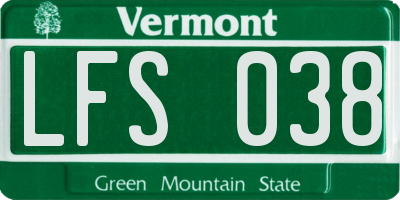 VT license plate LFS038