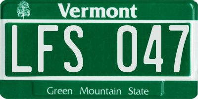 VT license plate LFS047