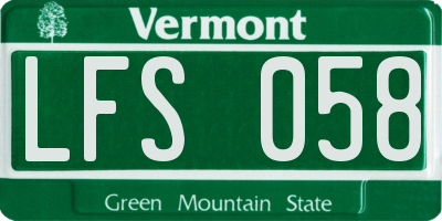 VT license plate LFS058