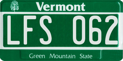 VT license plate LFS062
