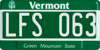 VT license plate LFS063