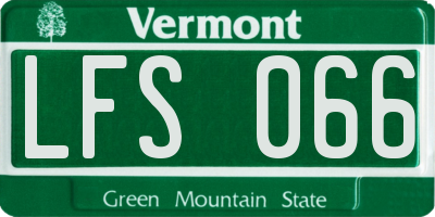 VT license plate LFS066