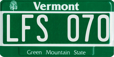 VT license plate LFS070