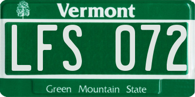 VT license plate LFS072