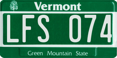 VT license plate LFS074