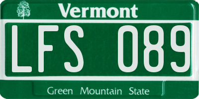 VT license plate LFS089