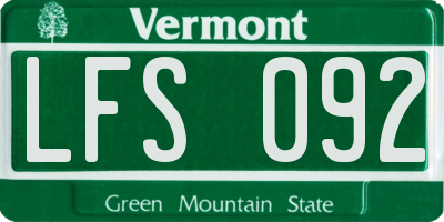 VT license plate LFS092