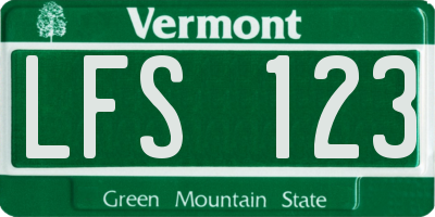 VT license plate LFS123