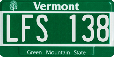 VT license plate LFS138